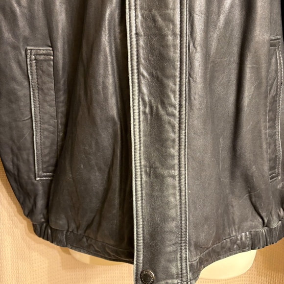 Clairborne Lamb Black Leather Bomber Jacket Men's L - Picture 4 of 16
